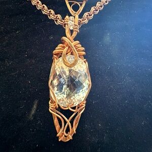 Clear Quartz faceted Copper wrapped